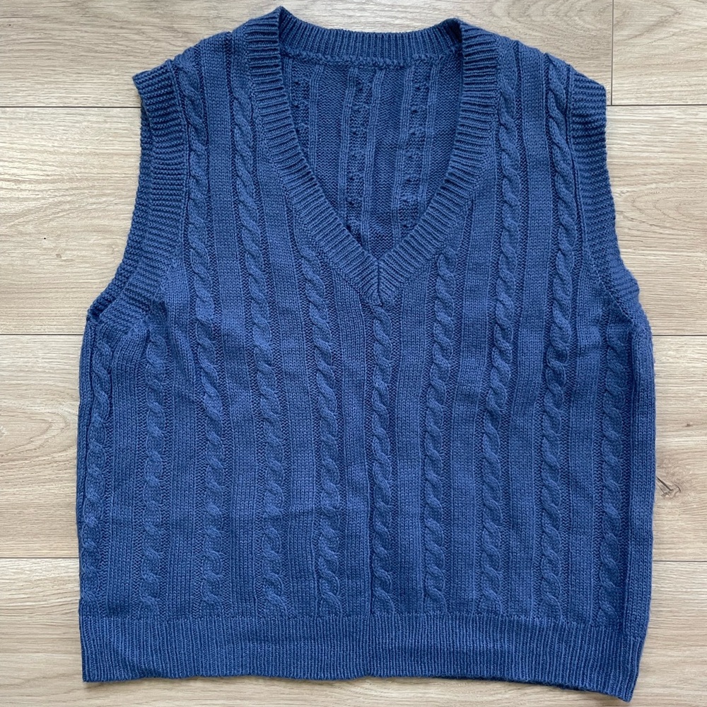 Men's Blue Cable Knit Sweater Vest